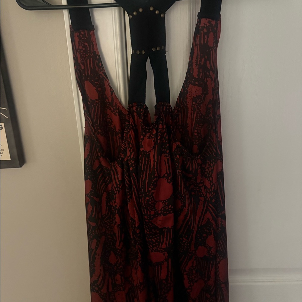 Red and Black Patterned Racerback Dress - Picture 2 of 3